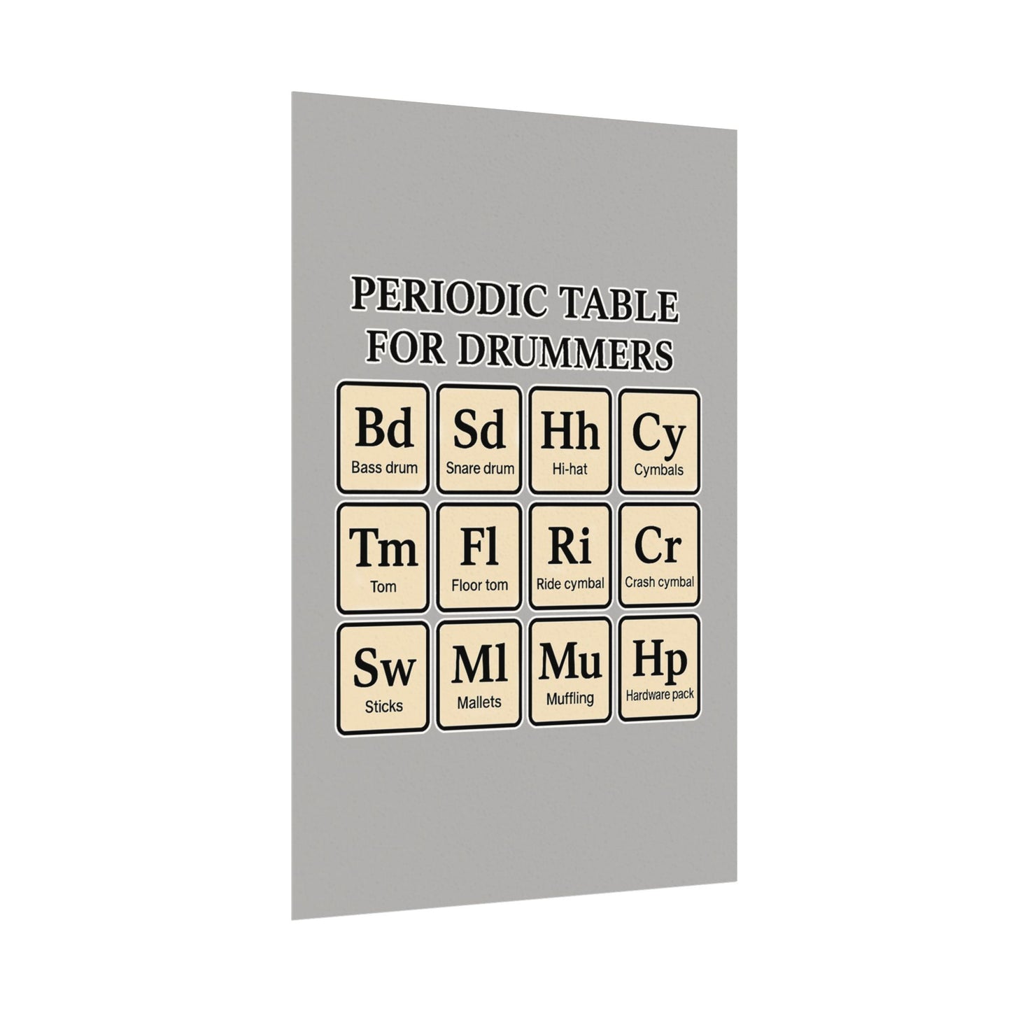 Periodic - Drummer's Periodic Table Matte Poster, Wall Art, Drum Enthusiast Decor