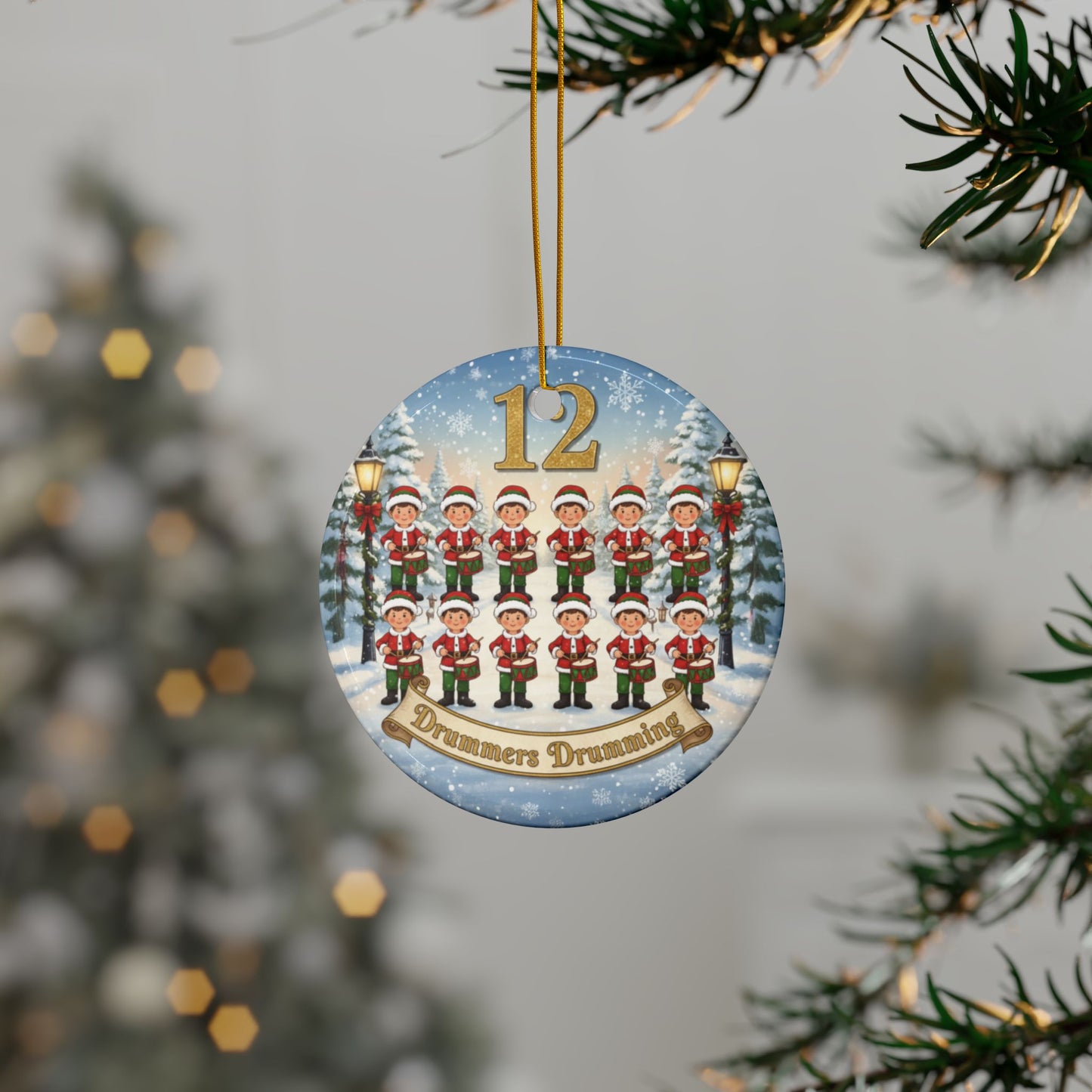 Festive Ceramic Ornaments - Drummers Drumming Design