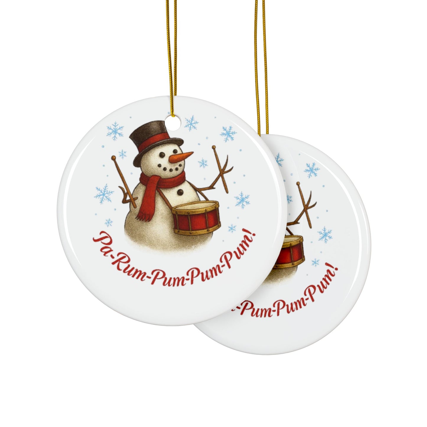 Snowman Ceramic Ornaments - Festive 2-Sided Print for Holiday Decor