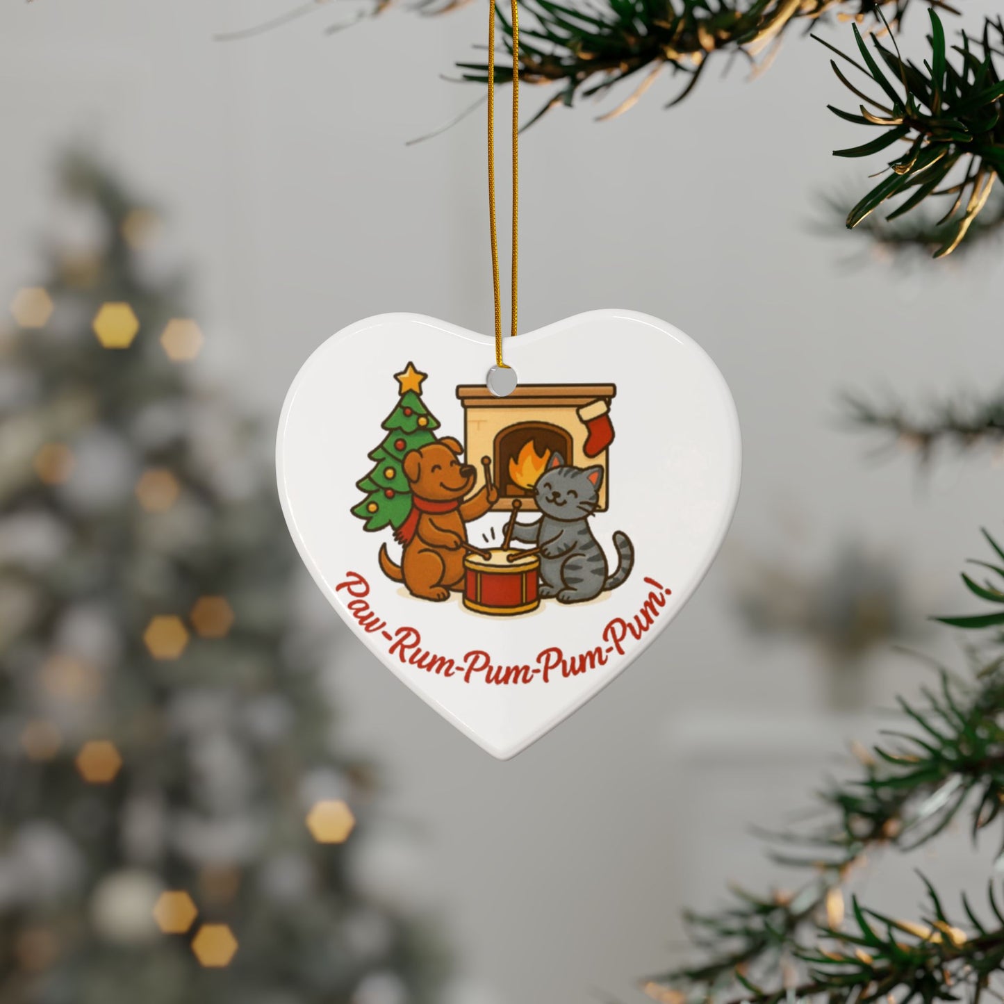 Festive Pet Ornaments - Paw-Rum-Pum-Pum-Pum! 2-Side Print