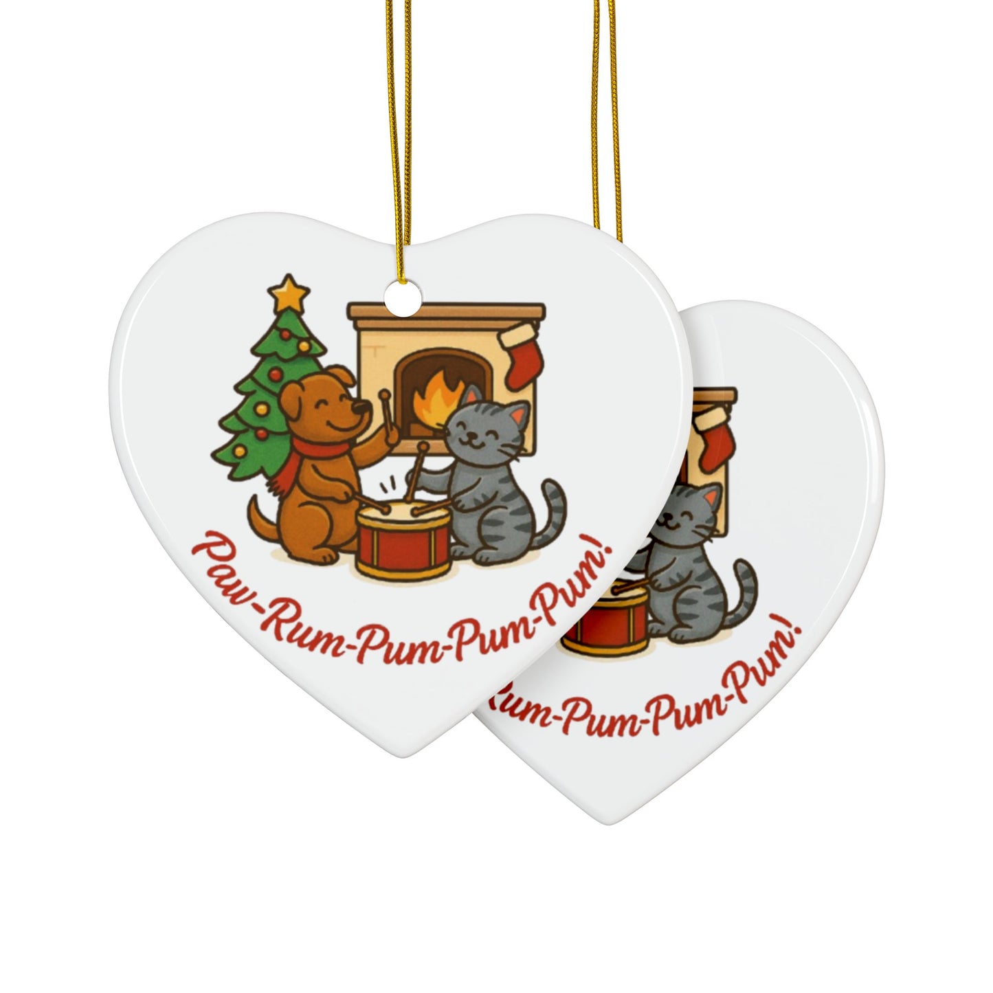 Festive Pet Ornaments - Paw-Rum-Pum-Pum-Pum! 2-Side Print