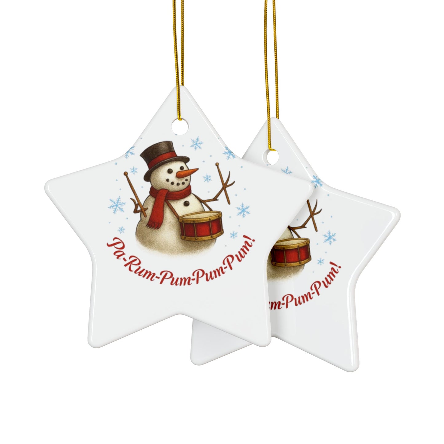 Snowman Ceramic Ornaments - Festive 2-Sided Print for Holiday Decor