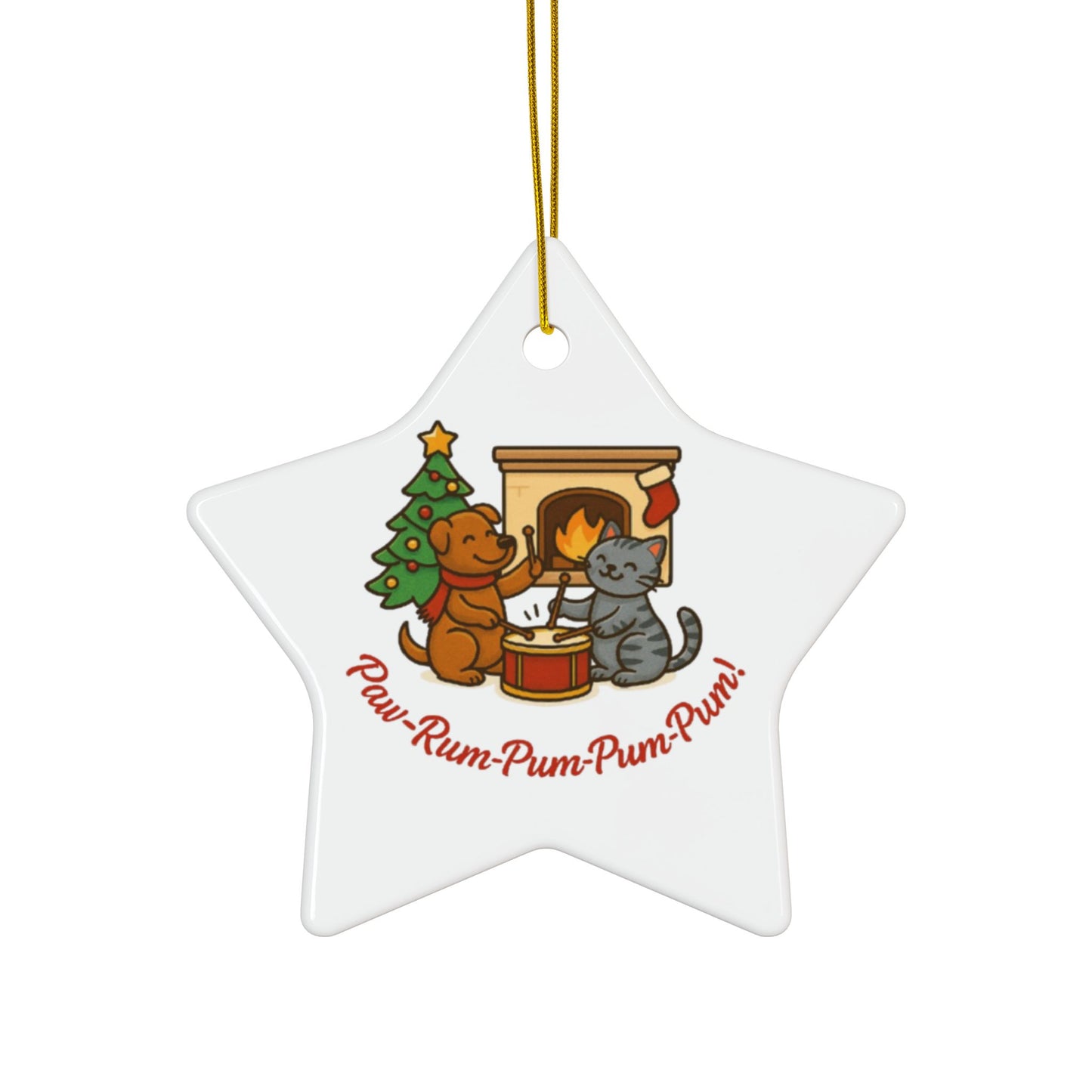Festive Pet Ornaments - Paw-Rum-Pum-Pum-Pum! 2-Side Print