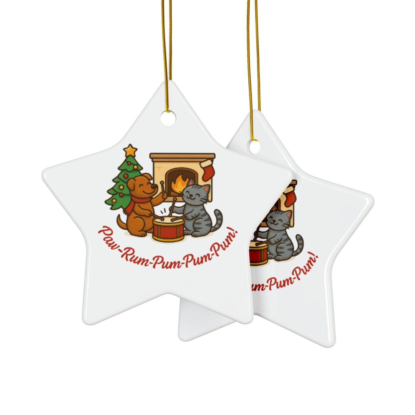 Festive Pet Ornaments - Paw-Rum-Pum-Pum-Pum! 2-Side Print