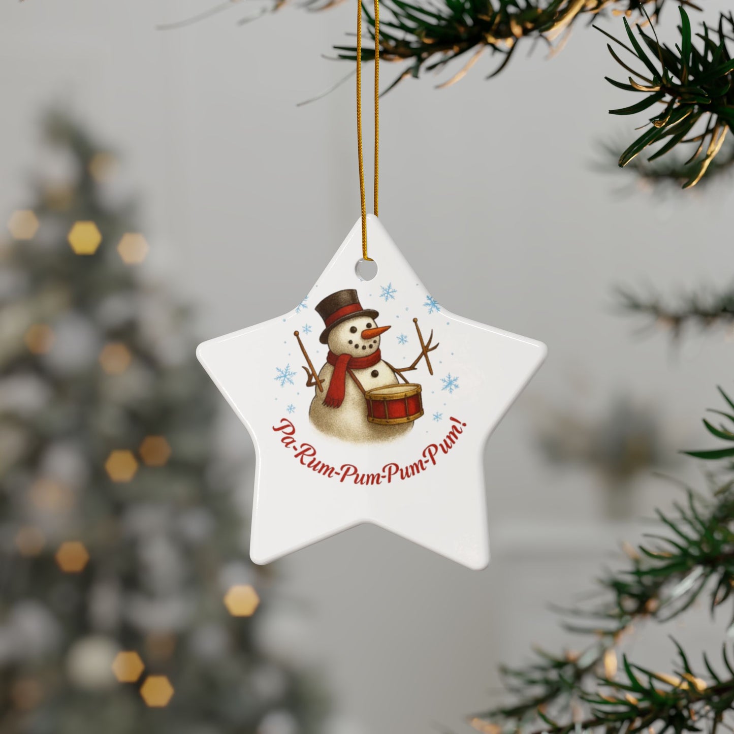 Snowman Ceramic Ornaments - Festive 2-Sided Print for Holiday Decor