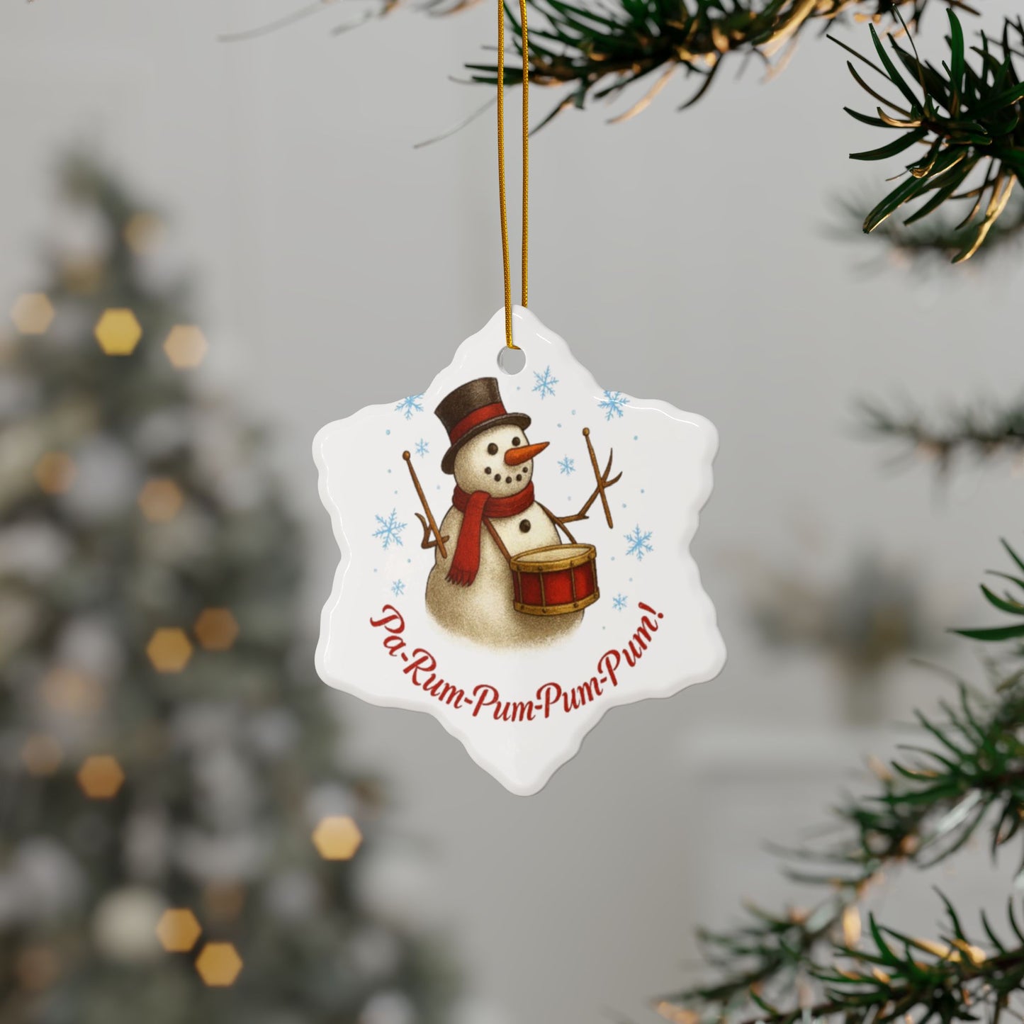 Snowman Ceramic Ornaments - Festive 2-Sided Print for Holiday Decor