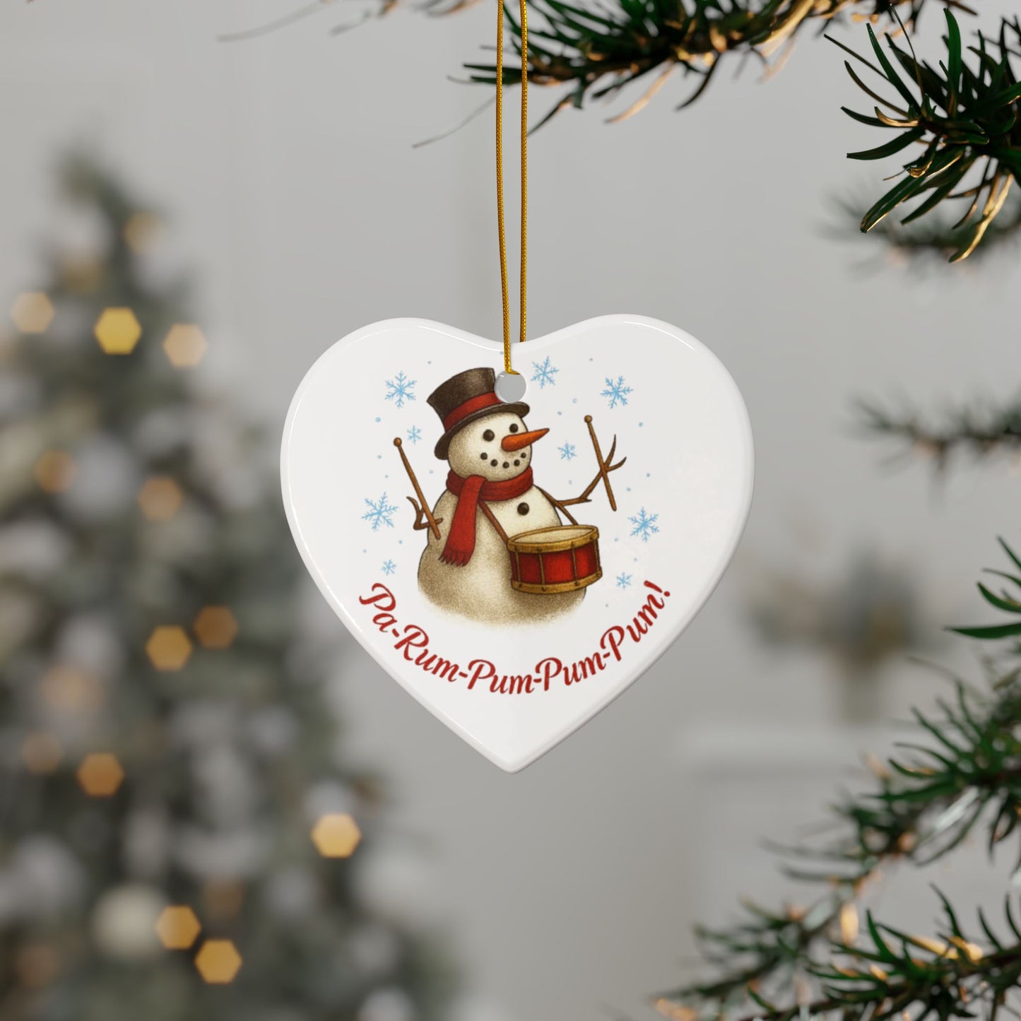Snowman Ceramic Ornaments - Festive 2-Sided Print for Holiday Decor