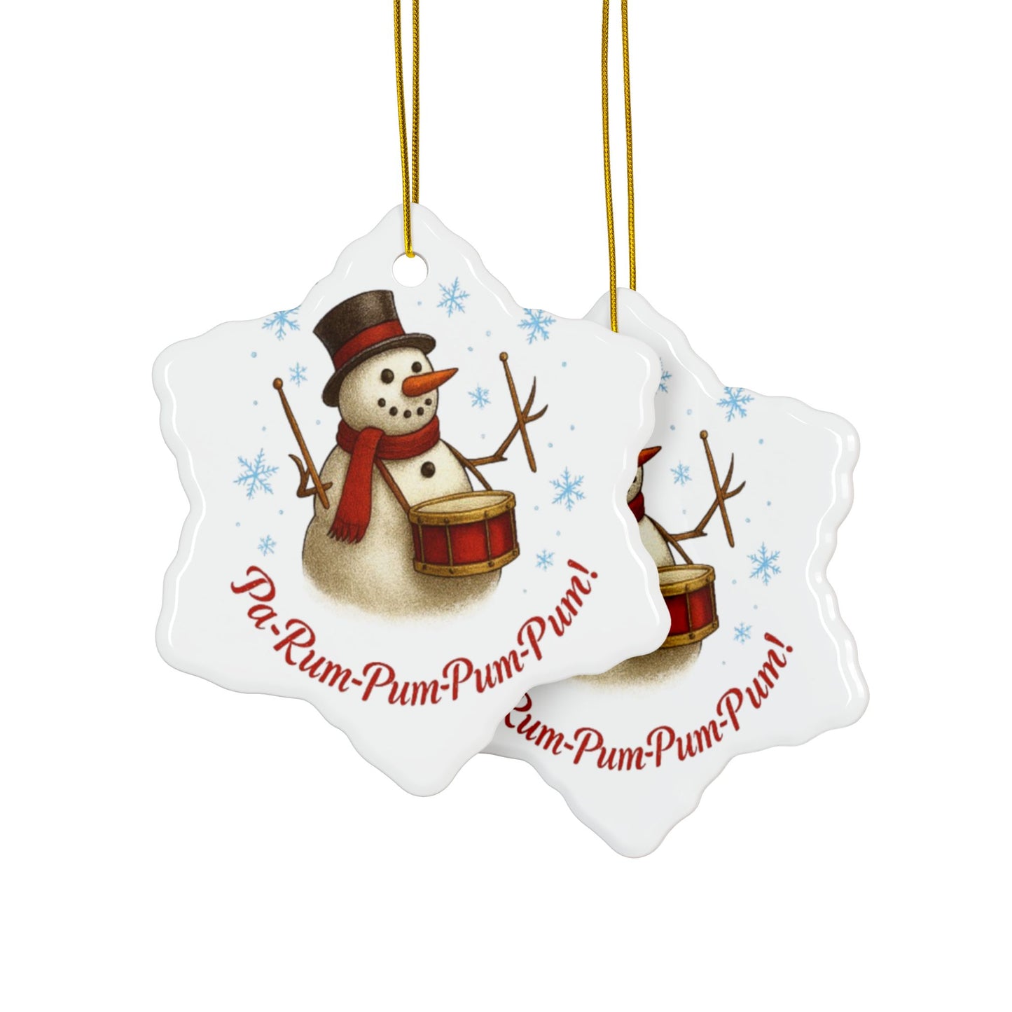 Snowman Ceramic Ornaments - Festive 2-Sided Print for Holiday Decor